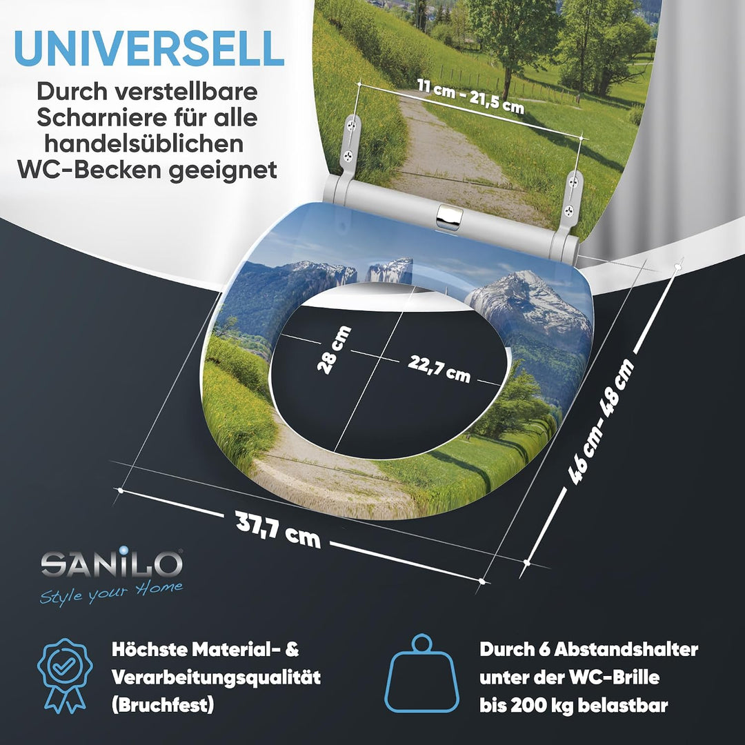 Sanilo WC Sitz mit Absenkautomatik & Schnellverschluss, Toilettendeckel per Knopfdruck abnehmbar, ei