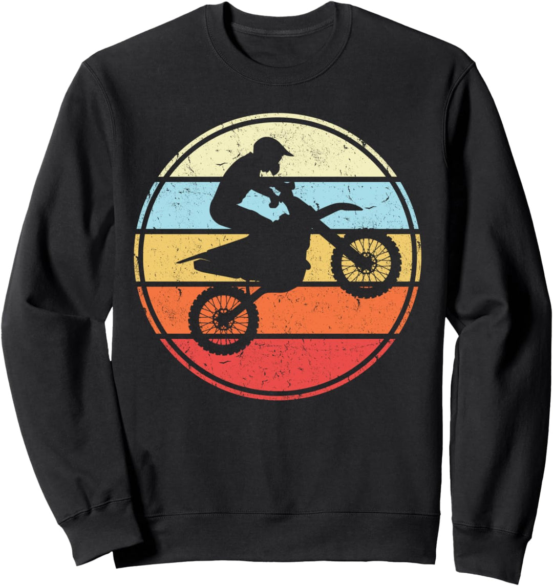 Vintage Dirt Bike Rider Silhouette Retro Motocross Sweatshirt