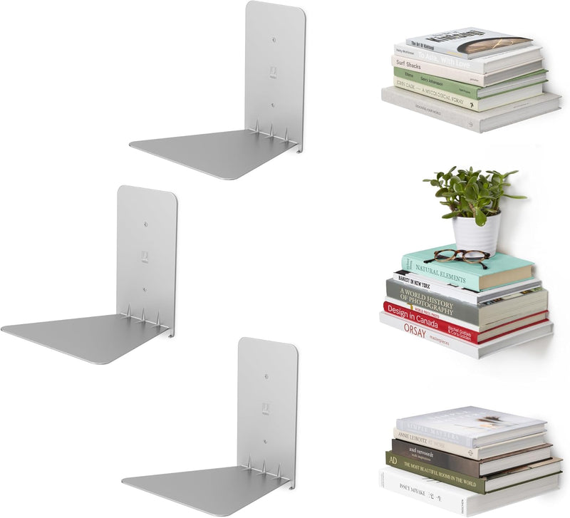 Umbra Conceal unsichtbares Bücherregal und Wandregal aus Metall, 3er-Set, Klein Klein (3er-Set), Kle