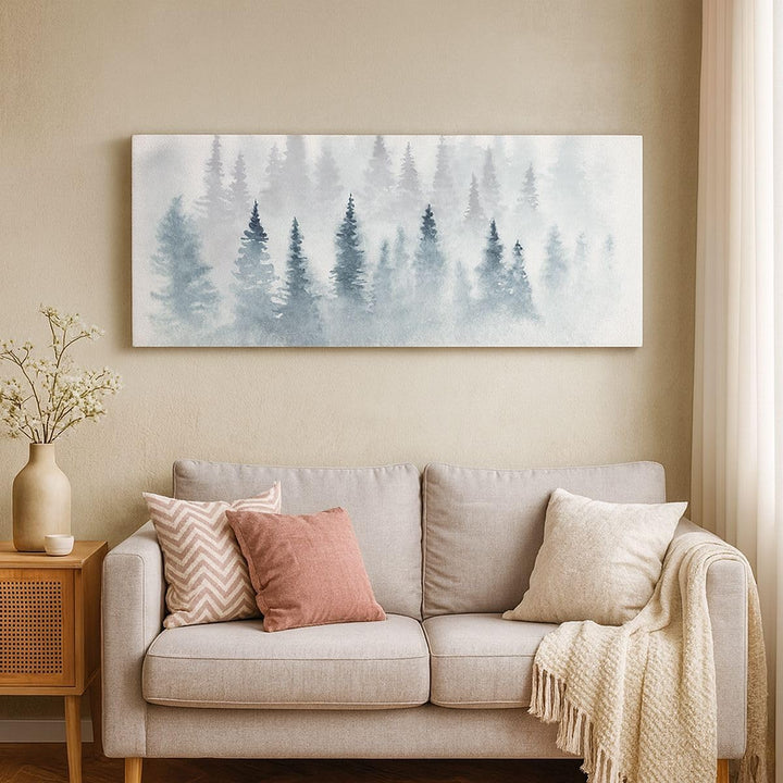 Wandbilder Dekoration Wohnzimmer Bäume Wald Natur Panorama Bilder auf Leinwand 120x50cm Leinwandbild