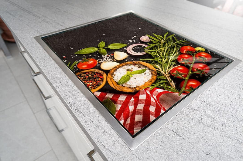 DarHaus Herdabdeckplatte 70x52 Einteilig Glas Elektroherd Induktion Herdschutz Spritzschutz Glasplat