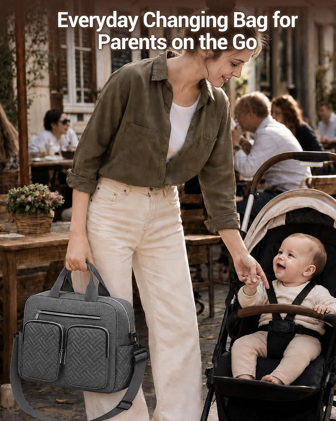 KONO Baby-Wickeltasche, stilvoll, für Mama und Papa, wandelbare Reisetasche mit isolierten Taschen D