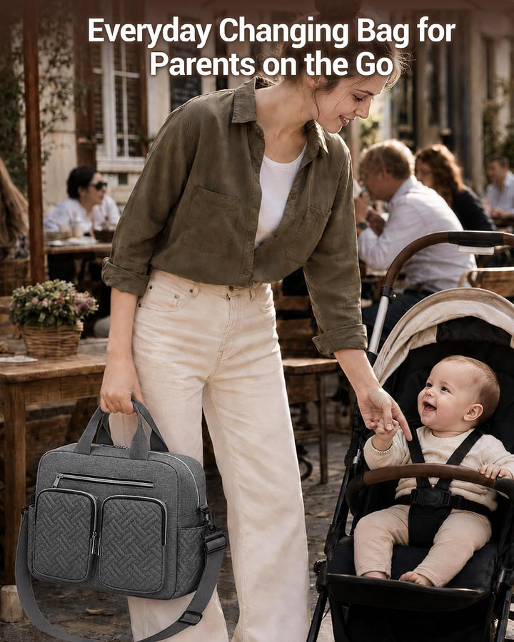 KONO Baby-Wickeltasche, stilvoll, für Mama und Papa, wandelbare Reisetasche mit isolierten Taschen D
