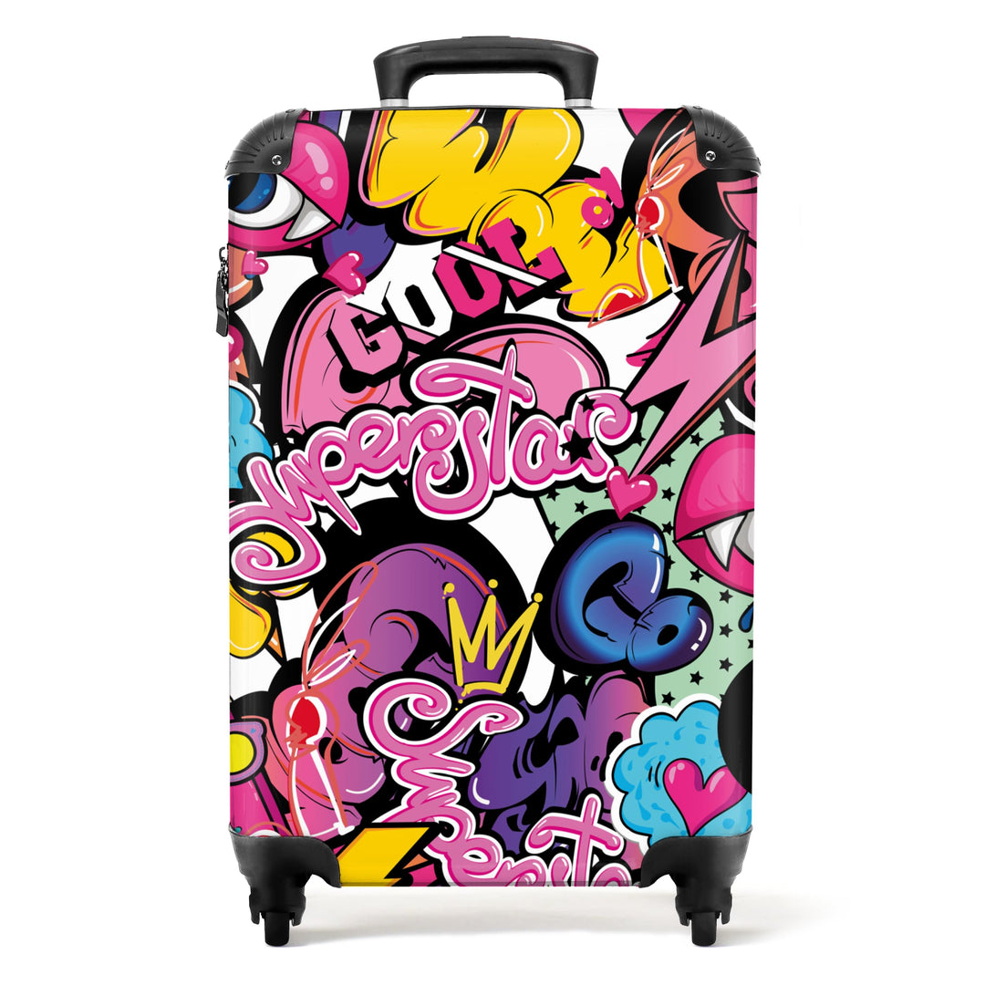 NoBoringSuitcases.com® Koffer Handgepäck Trolley Rollkoffer Kleine Reisekoffer mit 4 Rollen - Design