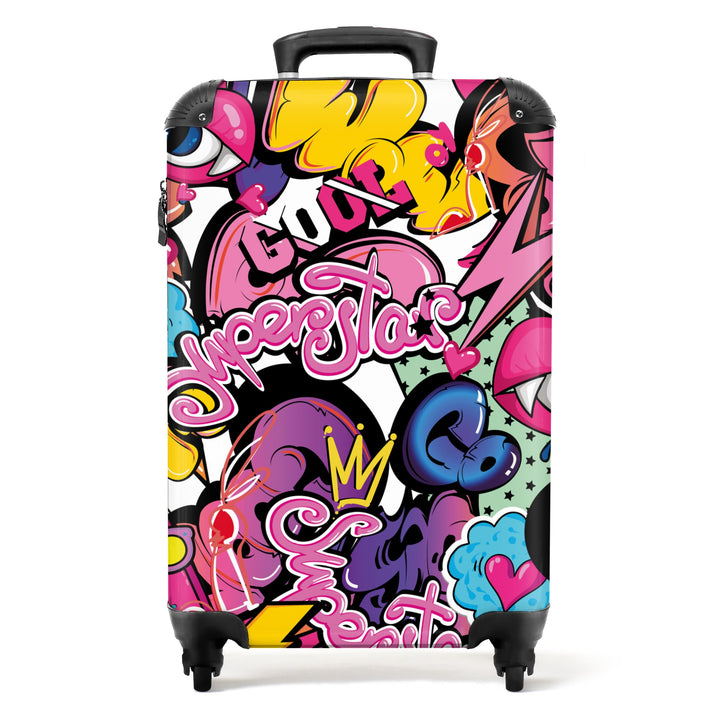 NoBoringSuitcases.com® Koffer Handgepäck Trolley Rollkoffer Kleine Reisekoffer mit 4 Rollen - Design