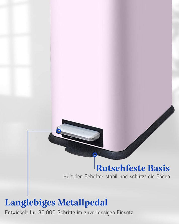 Mülleimer mit Deckel 10L,Edelstahl Mülleimer Bad,Klein Abfalleimer Bad,Tretmülleimer Edelstahl für B