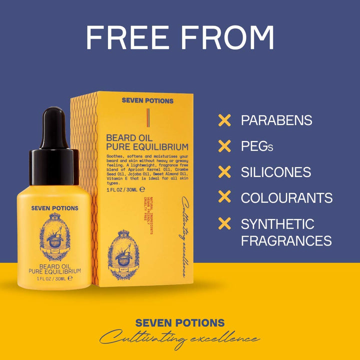 Seven Potions Premium-Bartöl für Männer - Jojobaöl-Bartweichmacher zur Pflege von Haut, Haar und geg