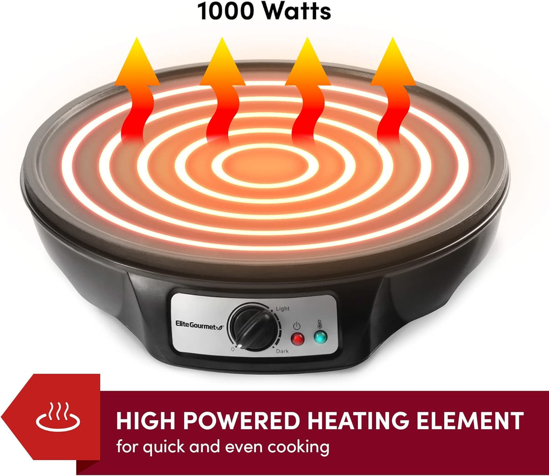 Elite Cuisine ECP-126 Maxi-Matic Elektrischer Crêpes-Maker, Pfannkuchen, heisse Kuchen und antihaftb