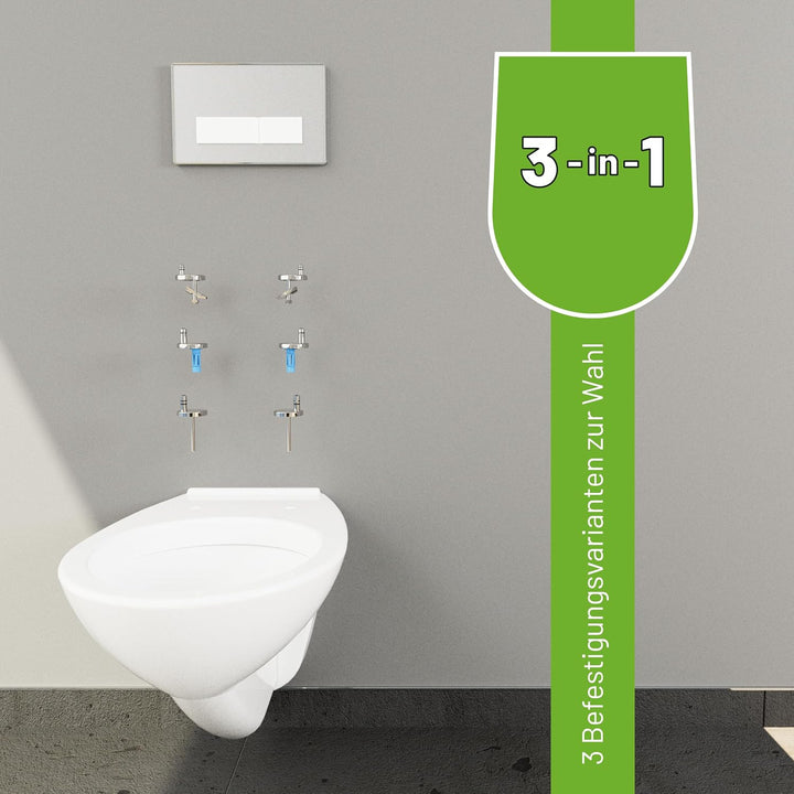 LUVETT® WC-Sitz mit Absenkautomatik C100 oval universell, Toilettendeckel mit 3 Edelstahl Montagelös