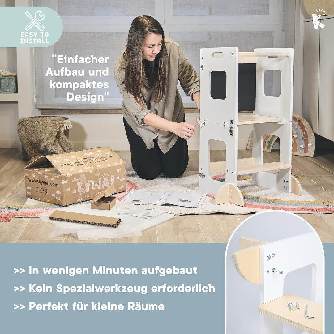 Lernturm ab 1 Jahr – Lernturm Klappbar 3 in 1 mit Tafel – Learning Tower für Kinder – Faltbar mit Si