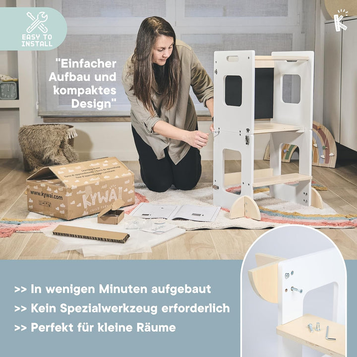 Lernturm ab 1 Jahr – Lernturm Klappbar 3 in 1 mit Tafel – Learning Tower für Kinder – Faltbar mit Si