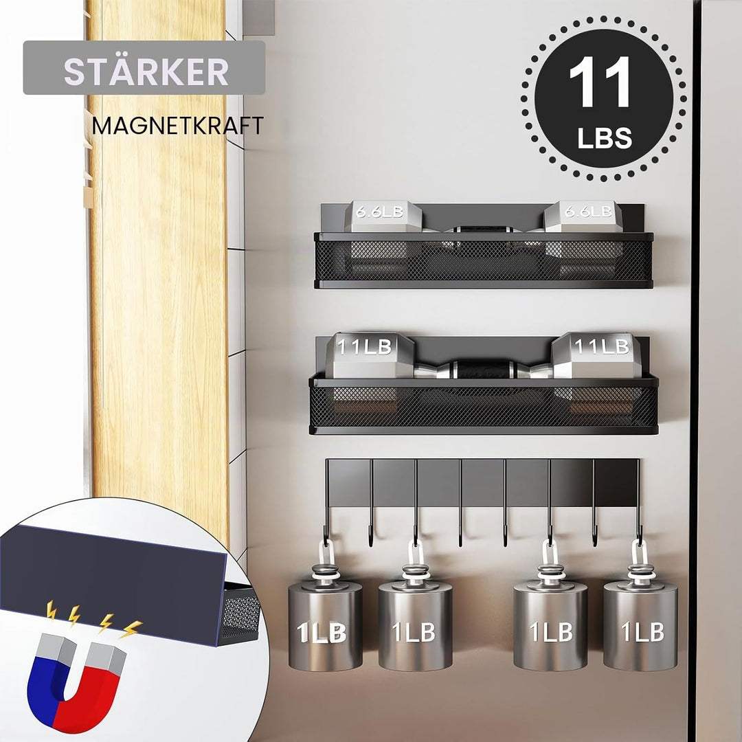 Aufworld Magnetische Gewürzregal für Kühlschrank, 3 Pack magnetische Regal, bewegliche magnetische K