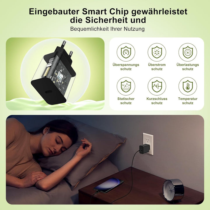 45W Schnellladegerät Ladegerät & 3M Schnellladekabel USBC für Samsung Galaxy S26 S25 S24 S23 S22 S21
