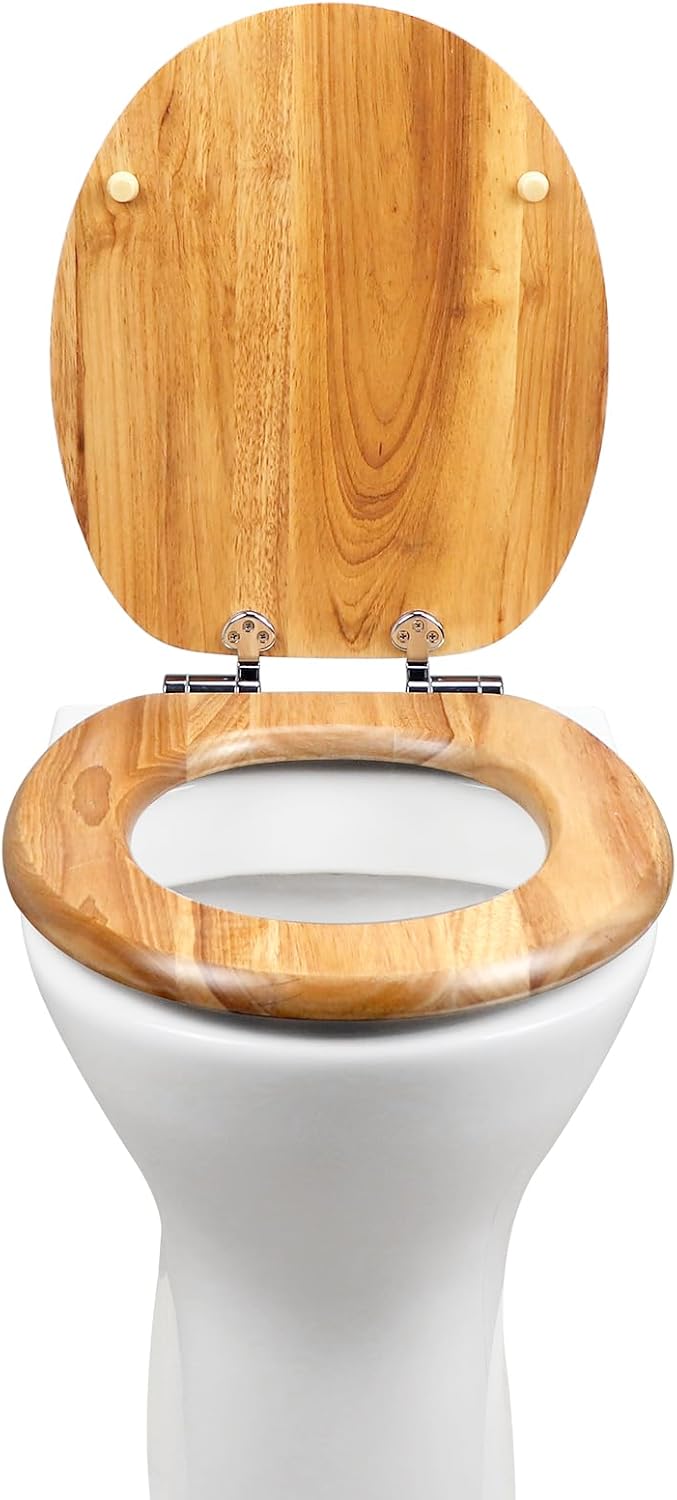 WC-Sitz mit Absenkautomatik Holz, Massivholz Toilettendeckel, Toilettensitz Einfache Montage und Ein