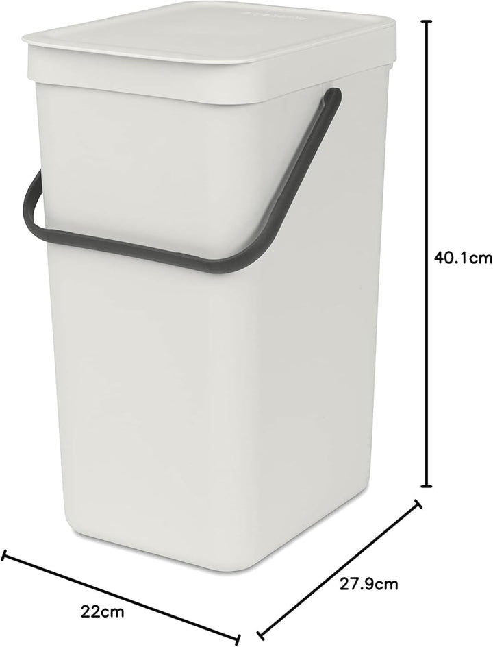 Brabantia Sort & Go Einbaubehälter, Plastik, Dunkelgrau, 16L Grey 16 Liter Mülleimer, Grey 16 Liter
