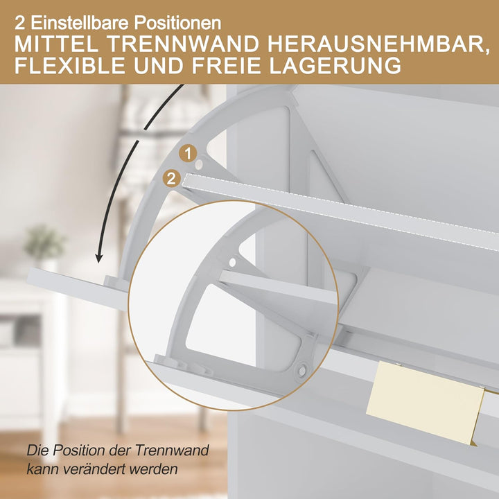 UEV Schuhschrank mit 3 Klappen schmal Schuhablage Schuhkommode Schuhregal Schuhkipper Platzsparend,