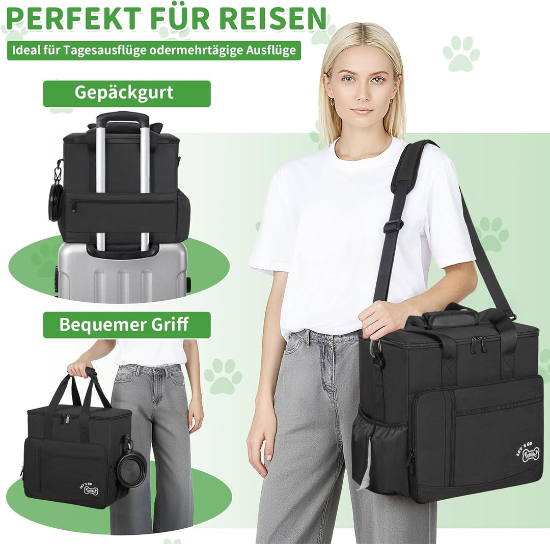 OUUTMEE 25L Hunde Leckerlitasche mit Schulterriemen Futterbeutel Hund Ldeal für Wochenendausflüge Hu