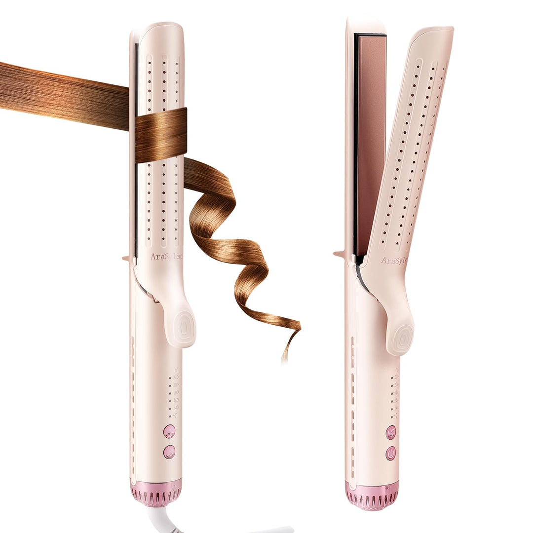 Glätteisen Locken und Glätten, 2-in-1 Haarglätter und Lockenstab mit Lüftungsschlitz, Haarglätter mi