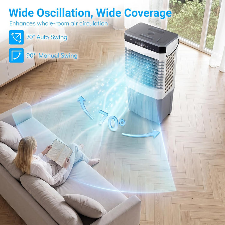 COSTWAY Luftkühler mit Wasserkühlung, mobile Klimaanlage ohne abluftschlauch leise, Kühlventilator m