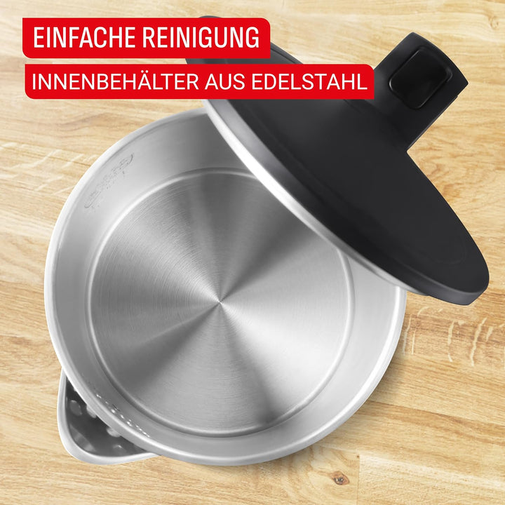 Tefal KO1408E0 Elektrischer Wasserkocher, Thermo Protect, Safe to Touch, 1500 W, Schwarz und Innense