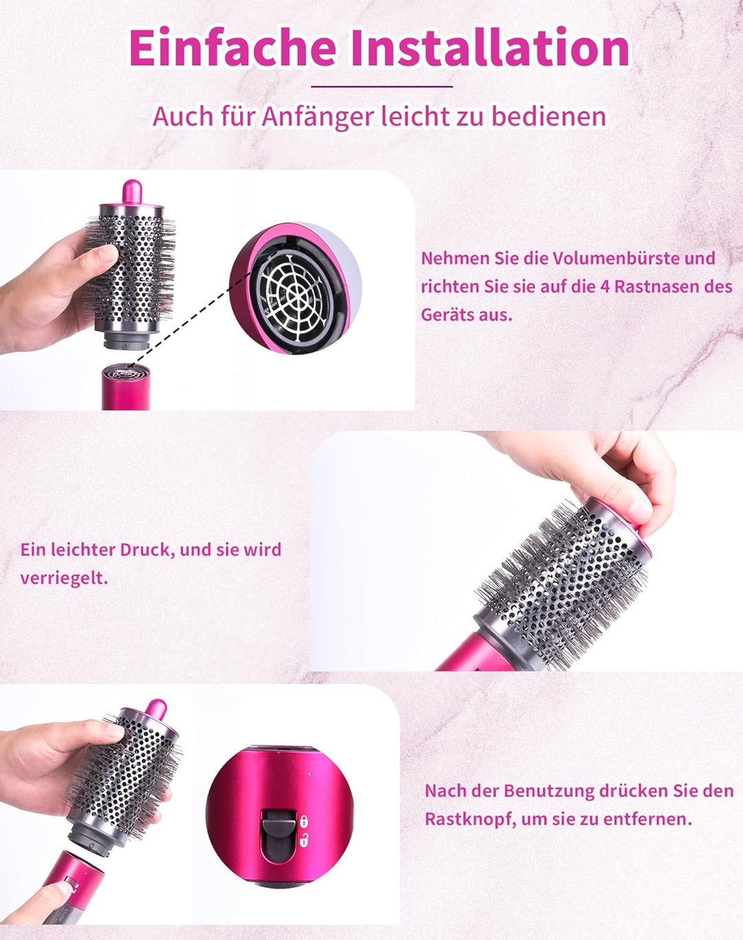 Verbesserte grosse, runde Volumenbürste für Dyson für Airwrap Aufsätze HS01 HS05, Volumenaufsatzbürs