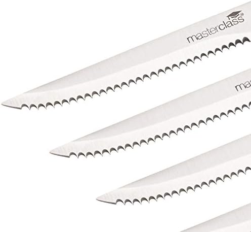 MasterClass 6 Deluxe Steakmesser, Edelstahl mit Korrosionsbeständigen, Gezahnten Klingen, 11 cm, 6er