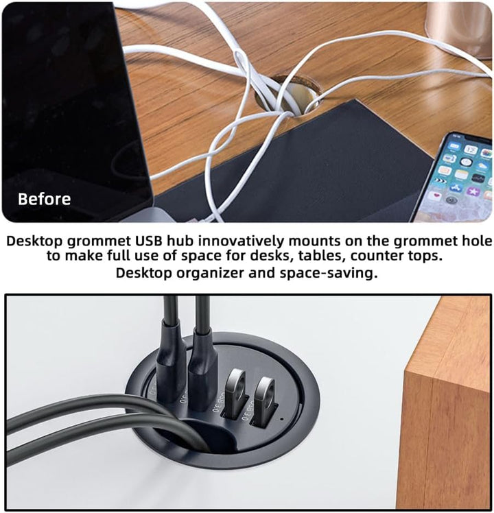 USB 3.0 Hub 4 Port USB 60 mm Tischtülle Splitter Dockstation Schnittstelle für Desktop PC Schreibtis