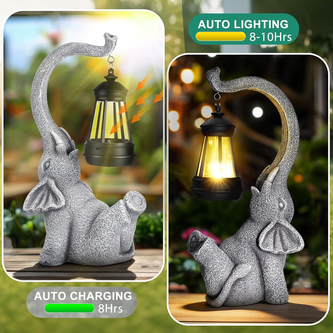 Linkax Geschenke für Frauen Mama Oma, Solar Gartenfiguren Elefant Gartendeko für Draussen, Solarlamp