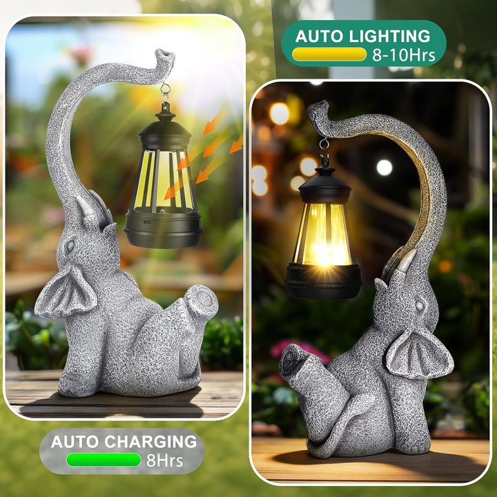 Linkax Geschenke für Frauen Mama Oma, Solar Gartenfiguren Elefant Gartendeko für Draussen, Solarlamp