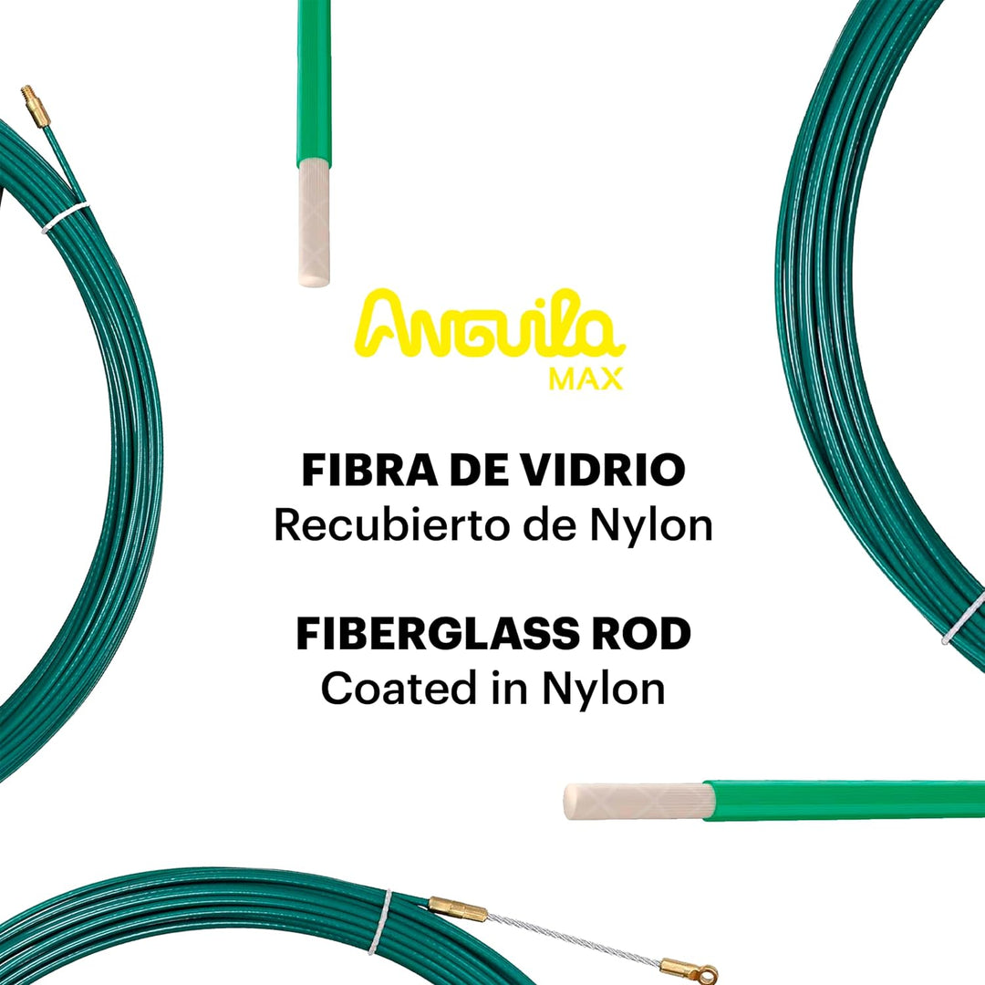 Anguila Max| Kabeleinziehhilfen | Glasfaser verstärkt | Nylon | Kombi-Endstücke | Farbe grün | Durch