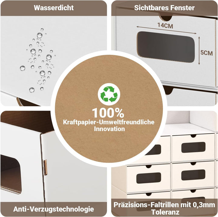 Aufbewahrungsboxen mit Sichtfenster & Schublade, 10er Set, 33x30x35 cm, Stapelbare Schuhkartons aus