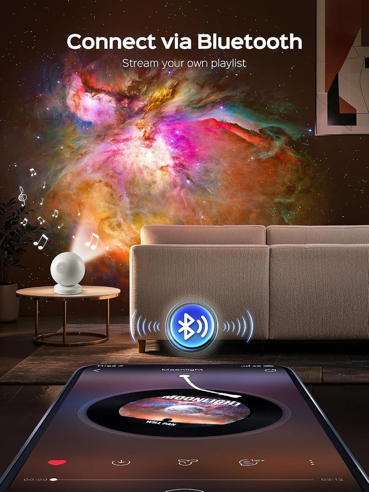 PIKOY Sternenhimmel Projektormit mit 16 Discs, White Noise Machine mit 29 Klängen & Bluetooth Lautsp