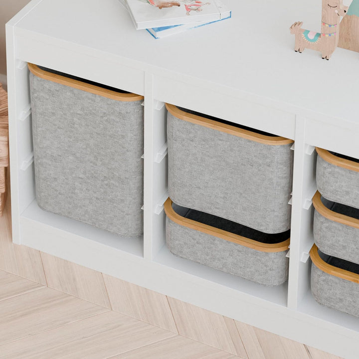 Box für Trofast Regale, Stoffbox mit Holzrahmen in verschiedenen Grössen, grau, Alternative zu Kunst