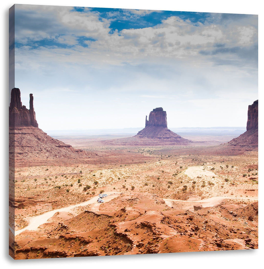 Monument Valley USA, Format: 70x70 auf Leinwand, XXL riesige Bilder fertig gerahmt mit Keilrahmen, K