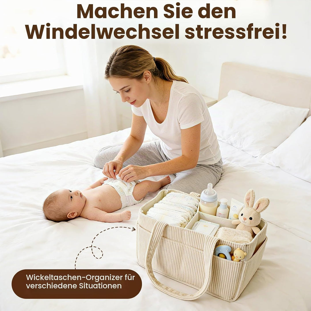 Wickeltasche Organizer, Wickeltisch Organizer, Tragbarer Wickelkorb mit Herausnehmbaren Fächern, Bab