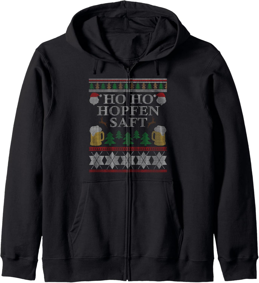 Ho Ho Hopfensaft Ugly Christmas Geschenk Outfit Biertrinker Kapuzenjacke