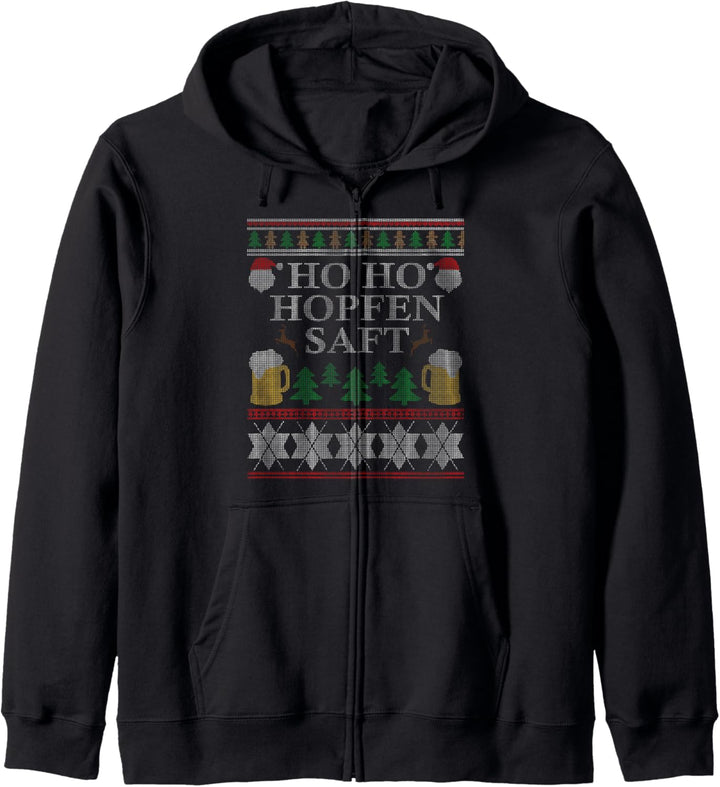 Ho Ho Hopfensaft Ugly Christmas Geschenk Outfit Biertrinker Kapuzenjacke