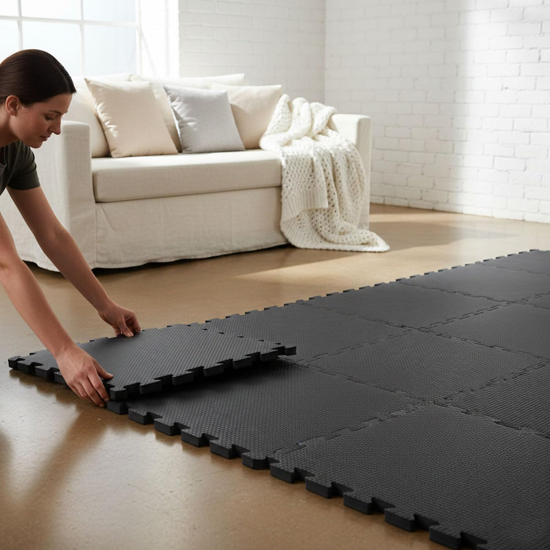 eyepower 1.7qm Bodenschutzmatte Fitness - 18 Bodenplatten 30x30 - Homegym Fitnessmatte - Bodenmatten