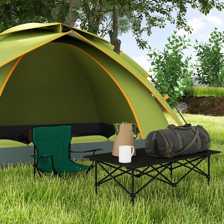 Outsunny Campingtisch Klapptisch mit Aufrollbare Tischplatte X-Rahmen Gartentisch aus Aluminium leic