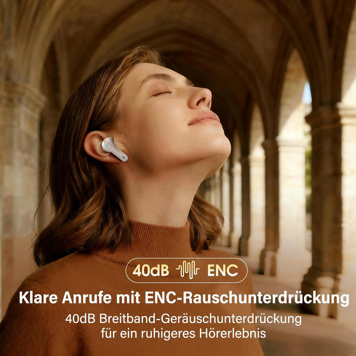 Bluetooth Kopfhörer, Kopfhörer Kabellos Bluetooth 5.4, Hi-Fi Sound in-Ear-Kopfhörer mit ENC Noise Ca
