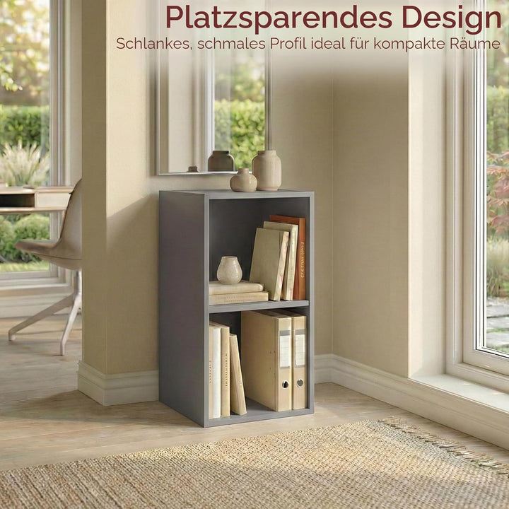 Vida Designs Oxford Bücherregal mit 2 Etagen, Grau aus Holz 2 Etagen Grau, 2 Etagen Grau