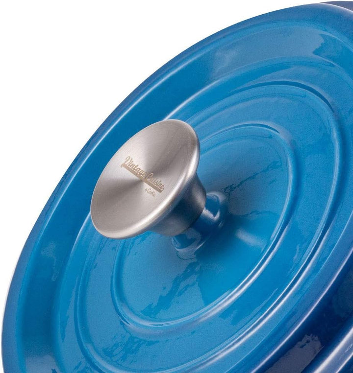 Vintage Cuisine Topf mit Deckel, emailliert, Gusseisen, 2,2 l, Blau