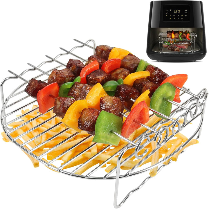 YQL Airfryer zubehör für gross Philips Airfryer XXL, 304 Heissluftfritteuse Grillrost mit 5 Spiesse