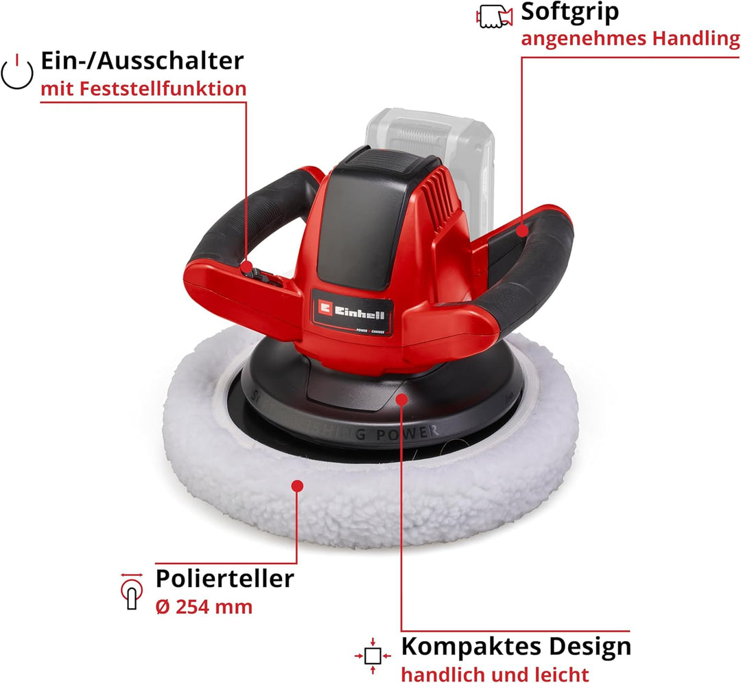 Einhell Akku-Autopoliermaschine CE-CB 18/254 Li Power X-Change (Li-Ion, 18 V, 2.500 U./Min., Überlas