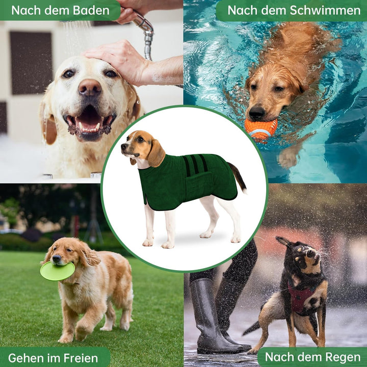 BASVII Hundebademantel aus Mikrofaser, Bademantel Hund Extra SaugfäHig und Schnell Trocknendes mit K