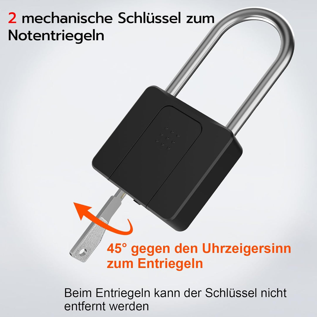 Vorhängeschloss Fingerabdruck, Eseesmart Schloss mit Langer Bügel, Grosses Vorhängeschloss mit Schlü