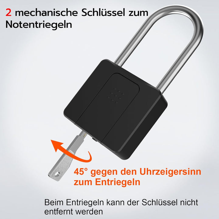 Vorhängeschloss Fingerabdruck, Eseesmart Schloss mit Langer Bügel, Grosses Vorhängeschloss mit Schlü