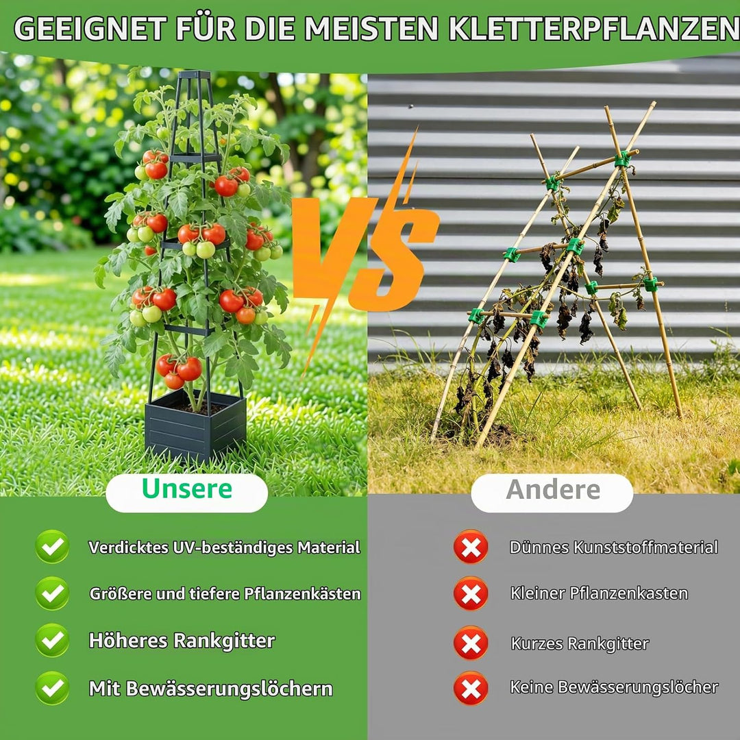 BRGD 2 Pack Selbstbewässerung Tomatentopf mit Rankhilfe, Pflanzkübel Pflanzenstütze für den Anbau vo
