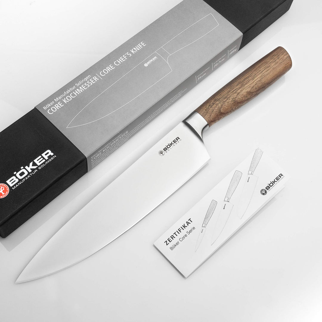 BÖKER SOLINGEN® Core Küchenmesser - Profi Chef-Messer mit extrem scharfer, geschmiedeter Klinge in G