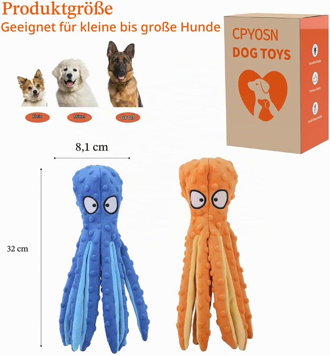 Hunde-Quietschspielzeug Krake, kein stopfendes Crinkle-Plüsch-Hundespielzeug für das von Welpen, lan